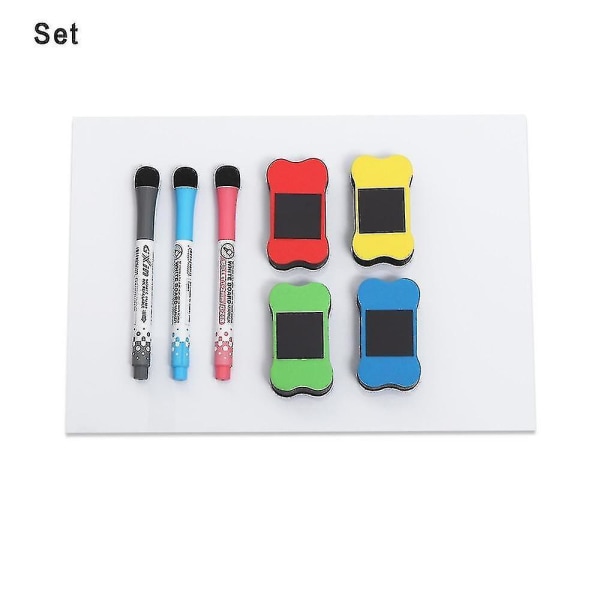 1 set A4 Flexibel Kylskåp Magnetisk Whiteboard Memo Reminder Board Pen