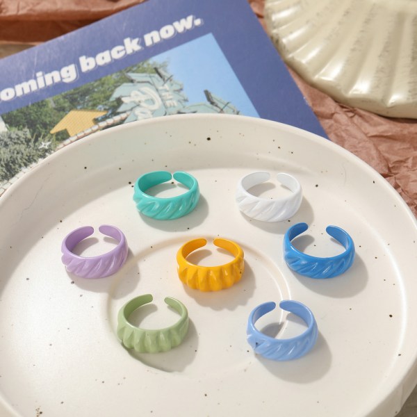 7st Multicolor Akryl Resin Chunky Ringar Kompatibel med Kvinnor Flickor Geometrisk