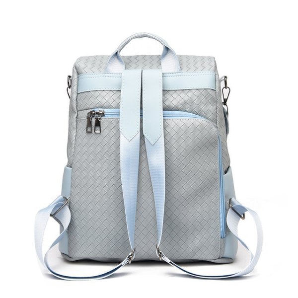 Ryggsäck dam 2021 Ny vintage mode vävd handväska med en axel Fritid Stor kapacitet Stöldskyddsryggsäck blue