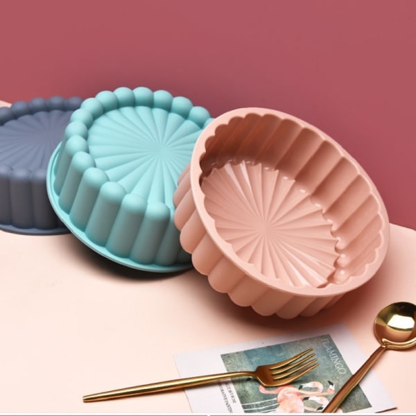 Silikon cirkulär tårtmall kronblad form design tårta paj kan bakning pink