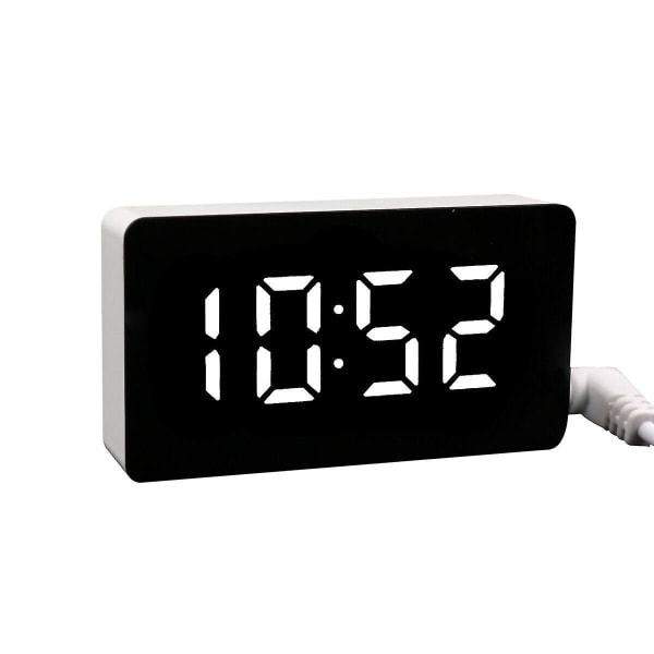 Led Elektrisk Digital Väckarklocka Nätbatteri Spegel Temperaturdisplay