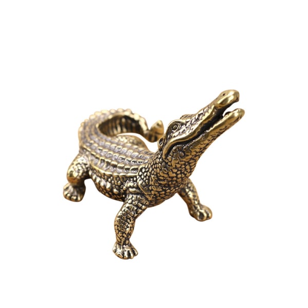 1 st antik prydnad äkta alligator figur leksak djur prydnad (guld)
