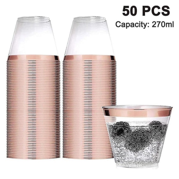 50 Pack 9oz plast Cocktailglasögon Plast engångsmuggar