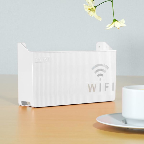 Trådlös Wifi Router Hylla Förvaringslåda, Väggmonterad Abs Plast Förvaringslåda white
