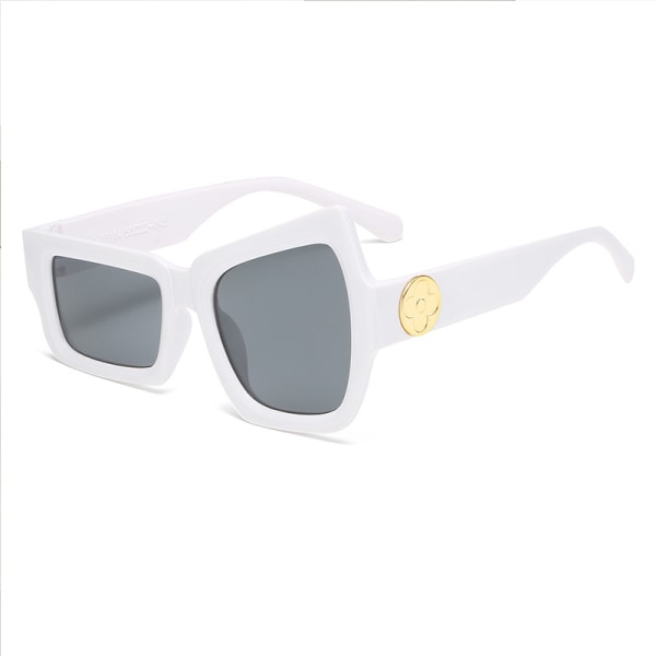 Ögonbryn Roliga foto solglasögon, oregelbundna ögon Hip-hop solglasögon kvinnor (vit ram grå bit) e