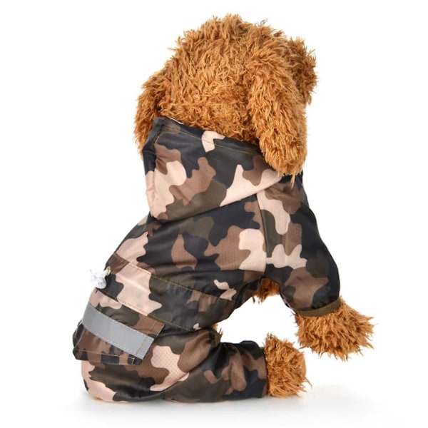 Hund Regnjacka Vattentät Transparent Hooded Jumpsuit Puppy Raincoat Jacket Set L