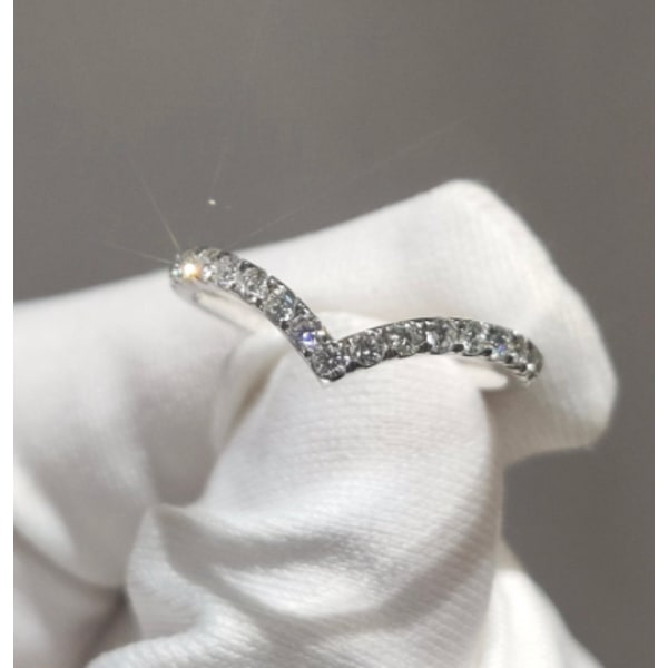 Dam V-formad diamantring/silver enkel ring