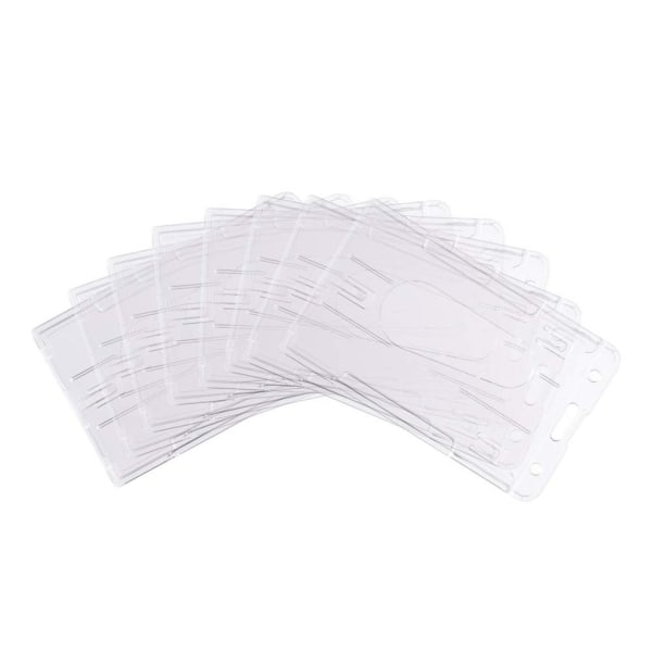 Förpackning med 10 ID-korthållare, hårdplast, transparent ID-korthållare för 2 kort. ID-korthållare, hårdplast, vertikal, för ID-kort