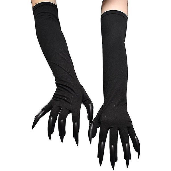 Vuxen Halloween Long Claw Black Animal Claw Handskar med skrämmande långa naglar och rolig spöke cosplay