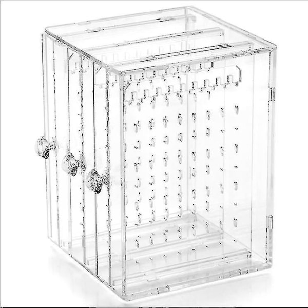 Genomskinlig akryl smycken förvaringslåda 3 vertikala lådor örhängen display stativ genomskinligt hål skärm hängare förvaringsbox