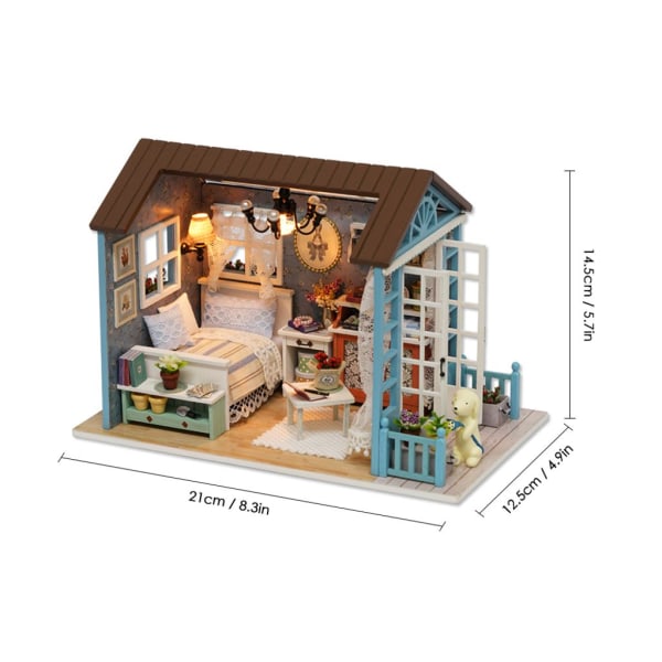 DIY Miniatyr Dollhouse Kit 3D trähus rum hantverk