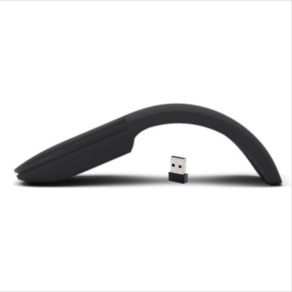 Mini trådlös mus hopfällbar arc touch-mus 2,4 GHz datormus USB mottagare (svart)