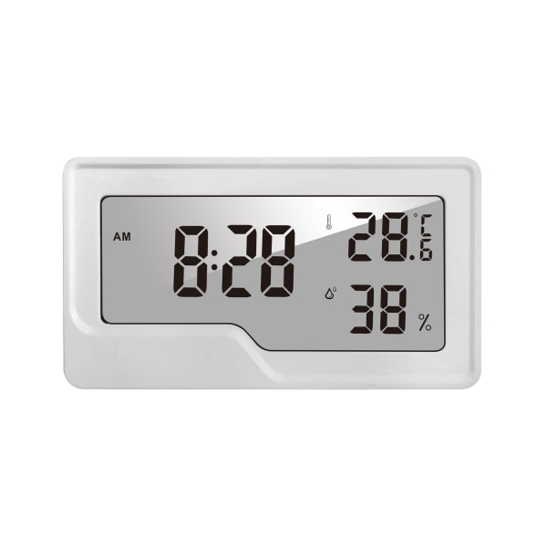Hygrometer Termometer Digital Temperatur Tid Klocka LCD Töjningsmätare Sensor Fuktighetsmätare Backli