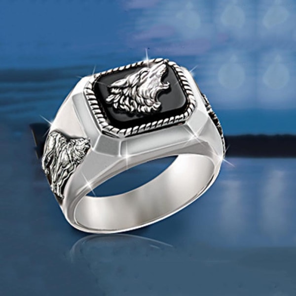 Unik herrmode Silver Wolf Ring