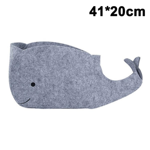Little Whale förvaringsväska Grå barnleksaker Söta tecknade kläder Skräp Vikbar filt förvaringsväska 20*41*17cm