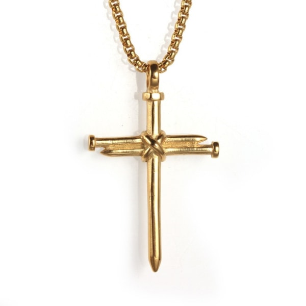 Cross halsband för män svart silver guld rostfritt stål kristna bibelvers smycken golden