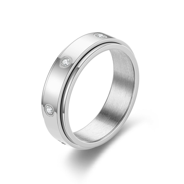 Svängring Bröllopslöfte Roterande Ring Med Cubic Zircons Ångestlindring steel color