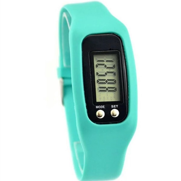 Watch och LCD-display för enkel manövrering, walking fitness tracker, handledsrem, digital stegräknare Mint Green