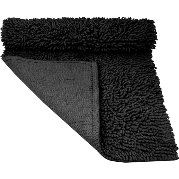 Badmatta Chenille svart, enfärgad duschmatta, mjuk matta (50 x 80 cm) black