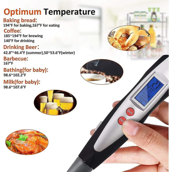 Kötttermometer Gaffel Grillgaffel med termometer Digital grillgaffeltermometer Digital matlagningsgaffel Omedelbar läsgaffel Lämplig
