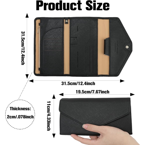 Reseplånbok Läder Passhållare Svart resedokumentplånbok med 8 krediter RFID-blockerande cover Kortfack Smal plånbok pink