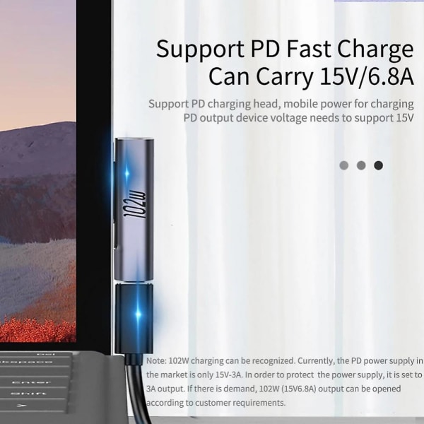 102w typ C magnetisk adapter för Microsoft Surface Usb-c hona till pd snabbladdningskonverterare