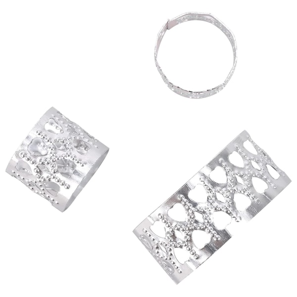 50 flätade pärlor, flätade ringklämmor, skräcklås flätade metallmanschetter dekoration/tillbehör smycken (silver)
