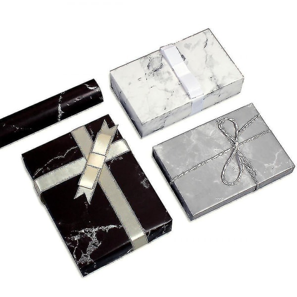 -presentpaket, förpackningspapper julklapp, 12 bitar 50 * 70 Cm (svart * 4 + vit * 4 + grå *