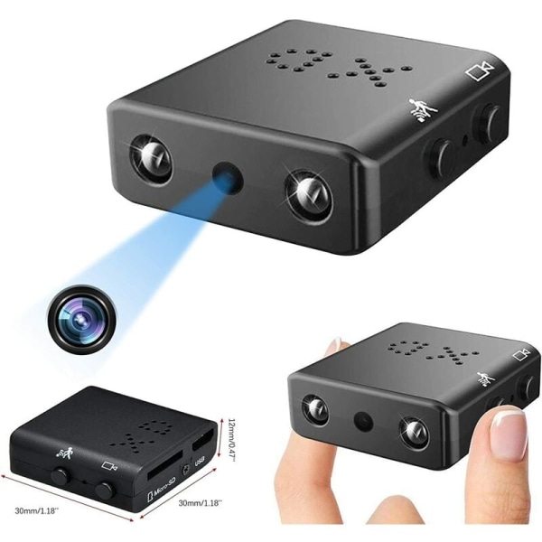 Minikamera, 1080P HD dold spionkamera med mörkerseende och rörelsedetektion, mikrospionkamera, övervakningskamera inomhus/utomhus