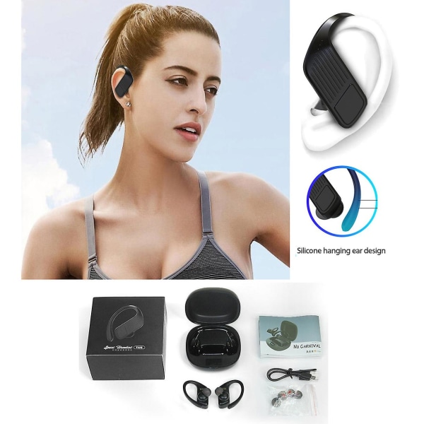 Trådlösa hörlurar Bluetooth -hörlurar med case Vattentäta hörlurar In-Ear Sports