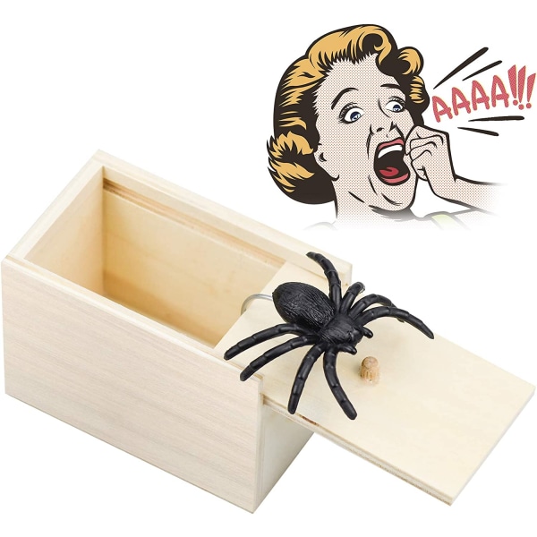 Trä upptåg spindel skrämma Box för Party Favors presenter
