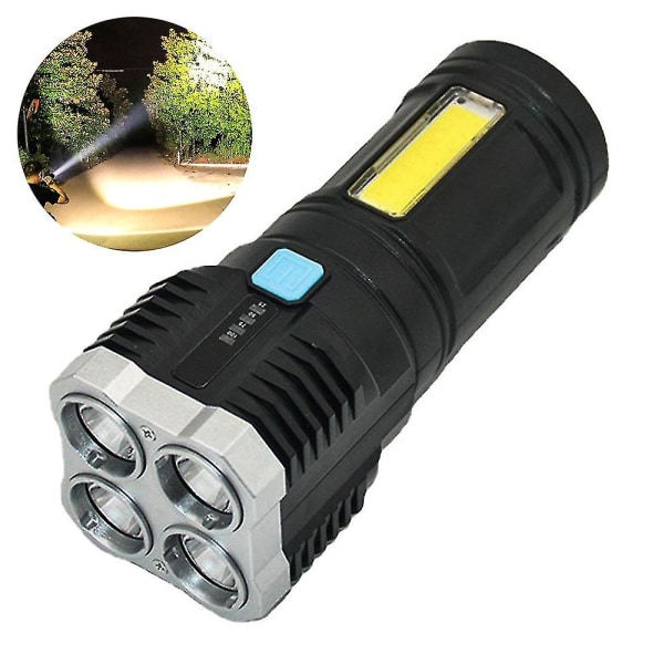 Ficklampa Led Uppladdningsbar Ljus Taktisk ficklampa USB Uppladdningsbar för camping, present, fiske