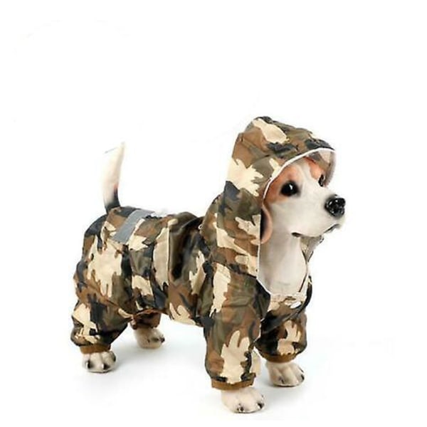 Hund Regnjacka Vattentät Transparent Hooded Jumpsuit Puppy Raincoat Jacket Set XL
