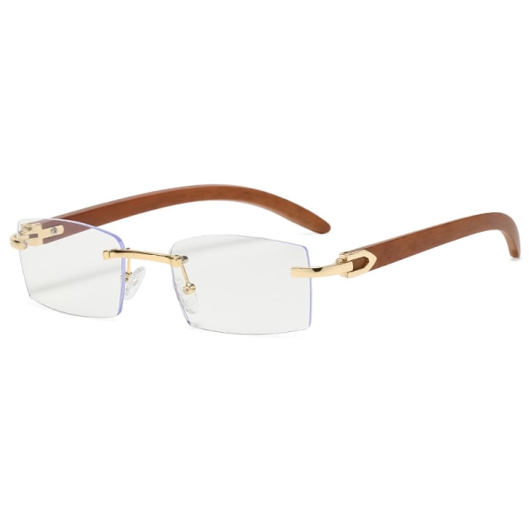 Kantlösa rektangulära solglasögon Tonade båglösa glasögon Retro Transparenta rektangulära glasögon för män - Guldbåge Vit skärm Anti-blått ljus white