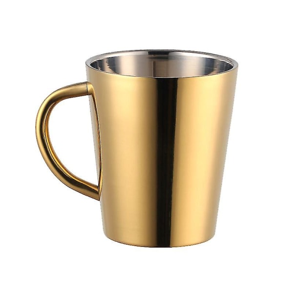 300 ml kaffemugg i rostfritt stål Bärbar med handtag-guld