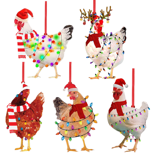 5 st Julhalsduk Kycklinghänge Kreativt DIY hängande hängsmycke för hemfestdekoration