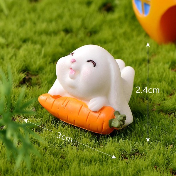 Mini tecknad söt kanin Desktop Ornament Harts morot för hemträdgård landskapsdekorationer
