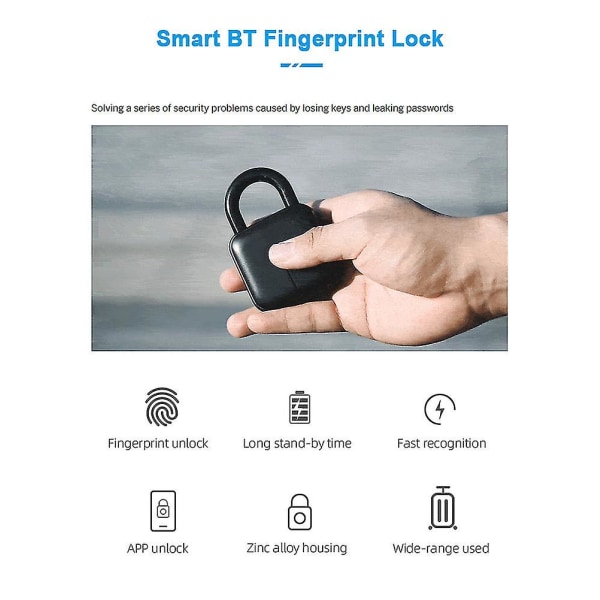 Graffiti intelligent Bluetooth fingeravtryckshänglås utomhus APP fingeravtryck stöldskydd elektroniskt lås