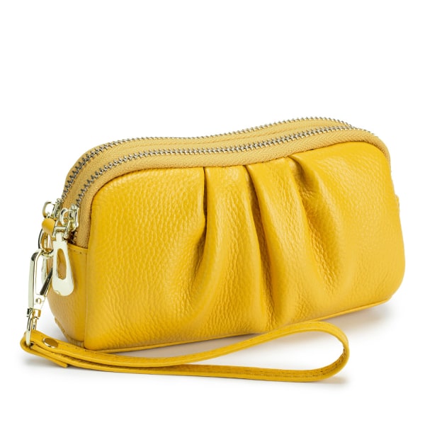 Handväska med stor kapacitet i läder för kvinnor yellow