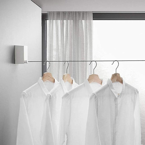 Infällbar klädlina Heavy Duty Indragbar inomhusklädsel för torkning av klädstreck vit
