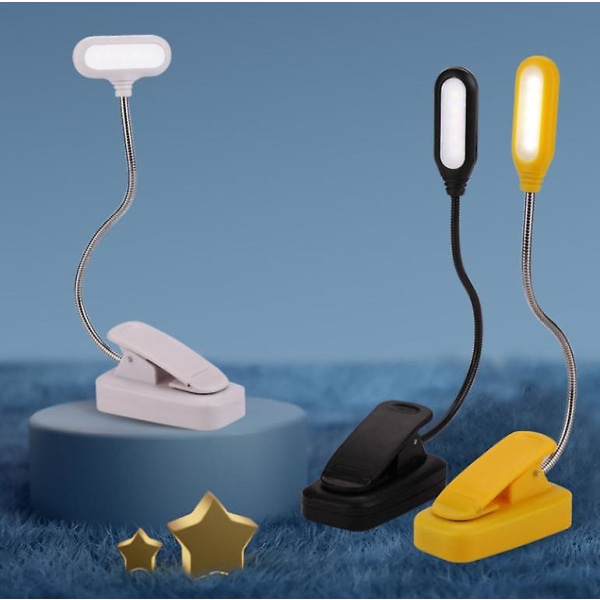 Led ögonskydd Bok Nattljus Justerbar Mini Clip-on Study Skrivbordslampa för resor Sovrum Läs-vit1
