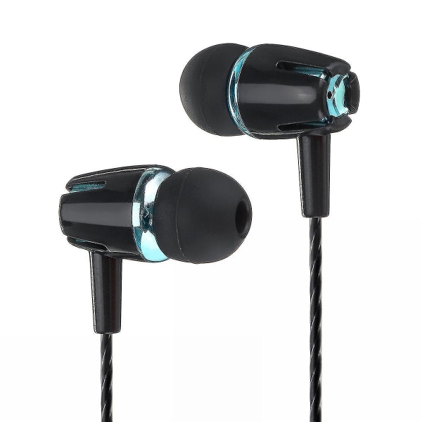 2 ST S9 3,5 mm trådbunden kontroll in-ear hörlurar Öronsnäckor Stereo musik hörlurar med mikrofon SVARTBLÅ FÄRG