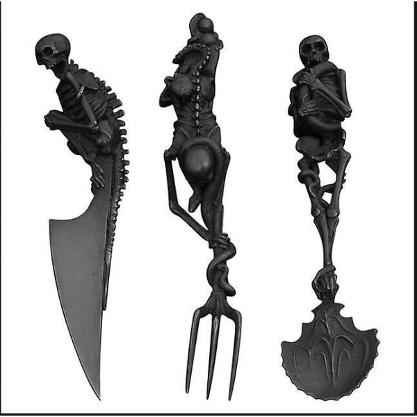 Halloween Skeleton Servis Bestick Set Metal Gaffel Sked Cutter Bestick Bestick Set Hem Party Supply