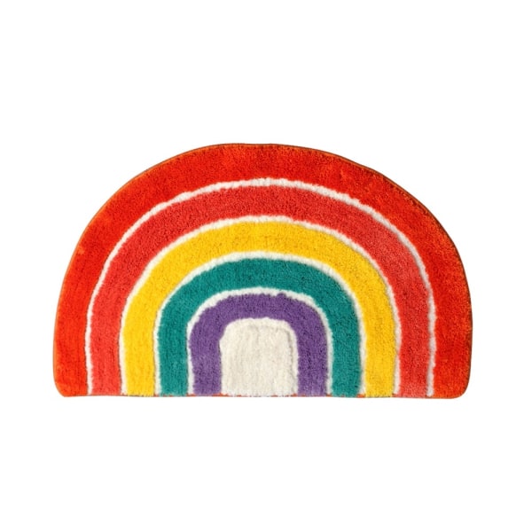 Rainbow barn tecknad halvcirkelformad golvmatta entrématta badrum absorberande matta toalett halkfri golvmatta red