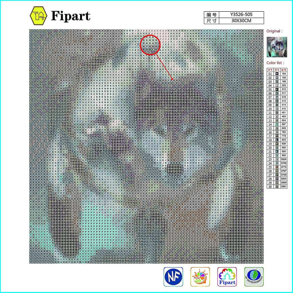 Full Diamond 5d diamond painting, DIY Väggdekor Digital Kit, Wolf (12x12 tum)