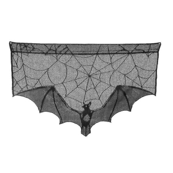 Svart Spider Web Bat Spetsdörr Gardin Trikå Spets Spider Web Gardin