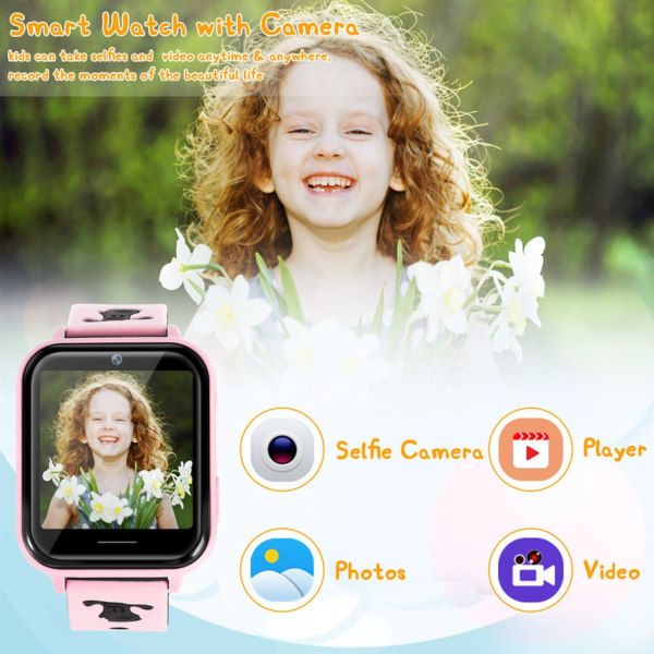 Smart watch för barn med musikspelare stegräknare (rosa)