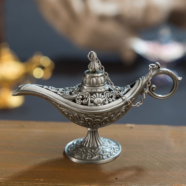 Aladdin magic lampa metall hantverk önskelampa aromaterapi spis heminredning kreativ dekoration barngåva Tin color