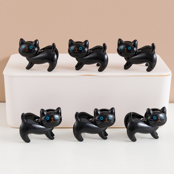 6 bitar av söta formade kattklämmor tål djurform multifunktionella underkläder trosor klämma vindtätt quilt enkelklämma black