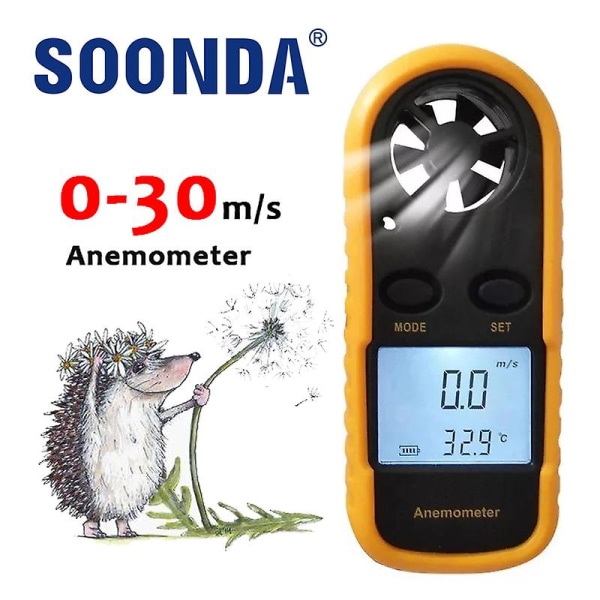 2 i 1 handhållen vindmätare för att mäta luftkonditionering utomhus vindhastighet och temperaturvolym testinstrument som känner av hög precision